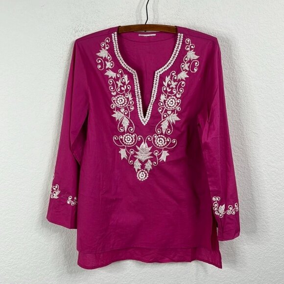 Roberta Freymann Cotton Embroidered Tunic - Picture 1 of 6